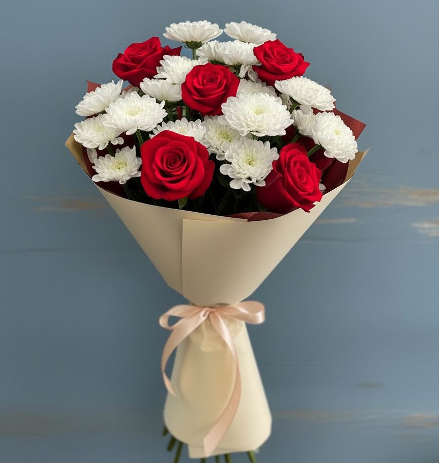 Букет цветов из: Розы и Хризантемы в Плесецке