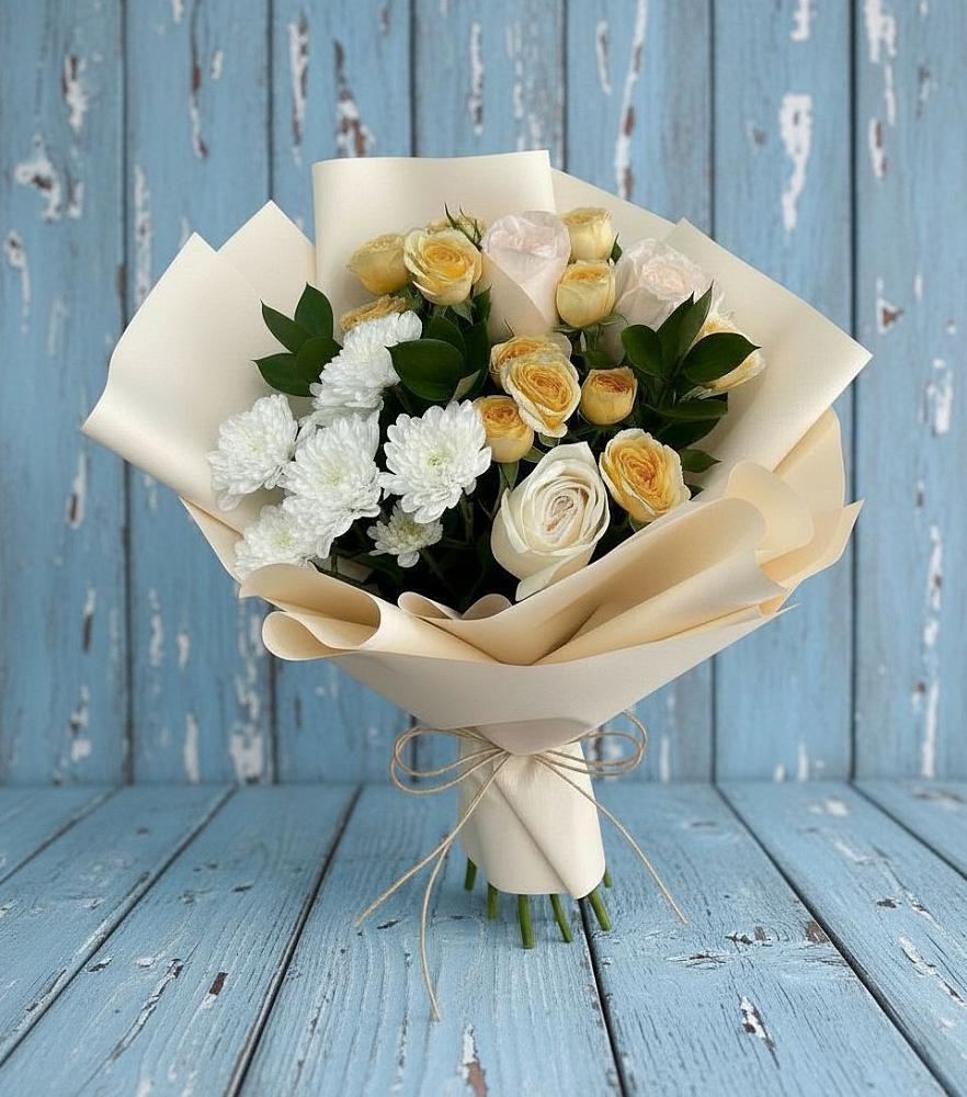Букет цветов из: Розы и Хризантемы в Плесецке