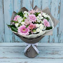 Букет цветов из:  Герберы, Альстромерии и Хризантемы в Плесецке