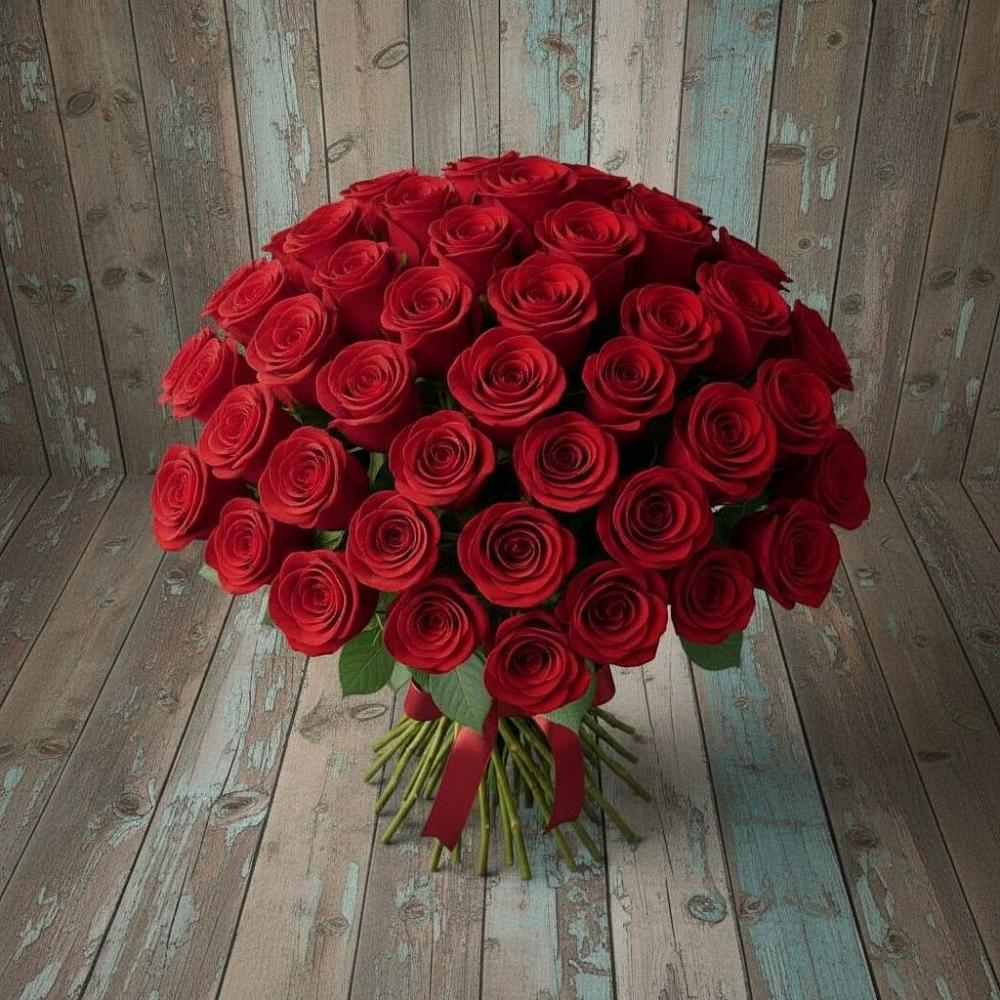 Букет 55 Красных роз Фридом в Плесецке