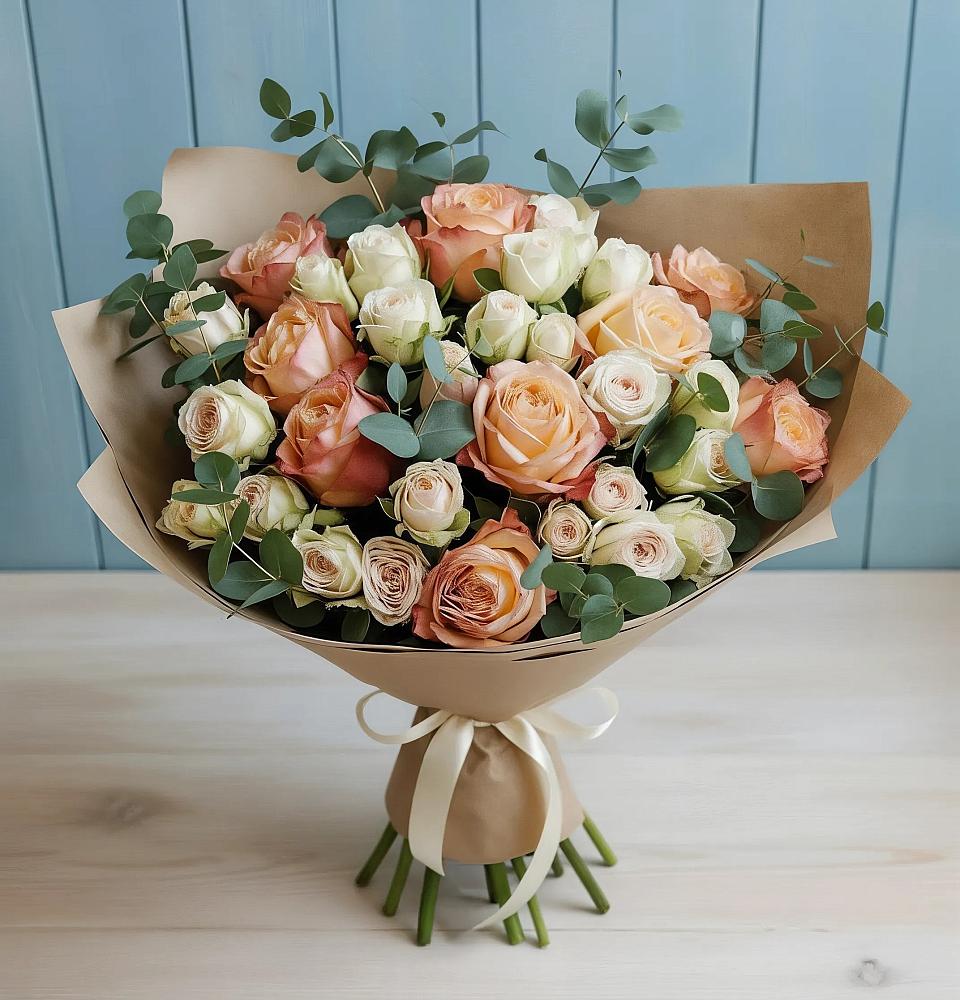 Букет цветов из: Альстромерии и Розы в Плесецке