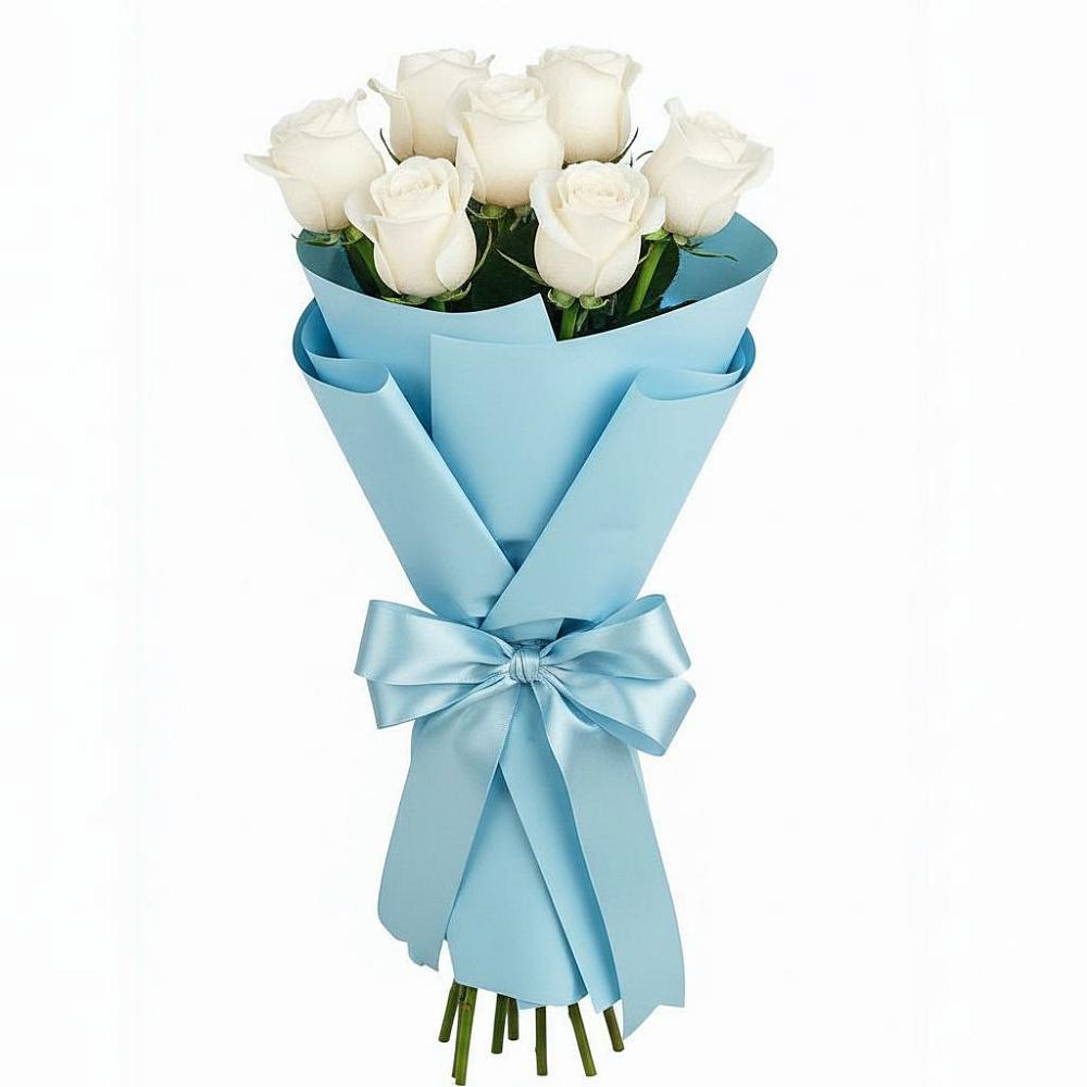 Букет 7 белых роз Проуд в Плесецке