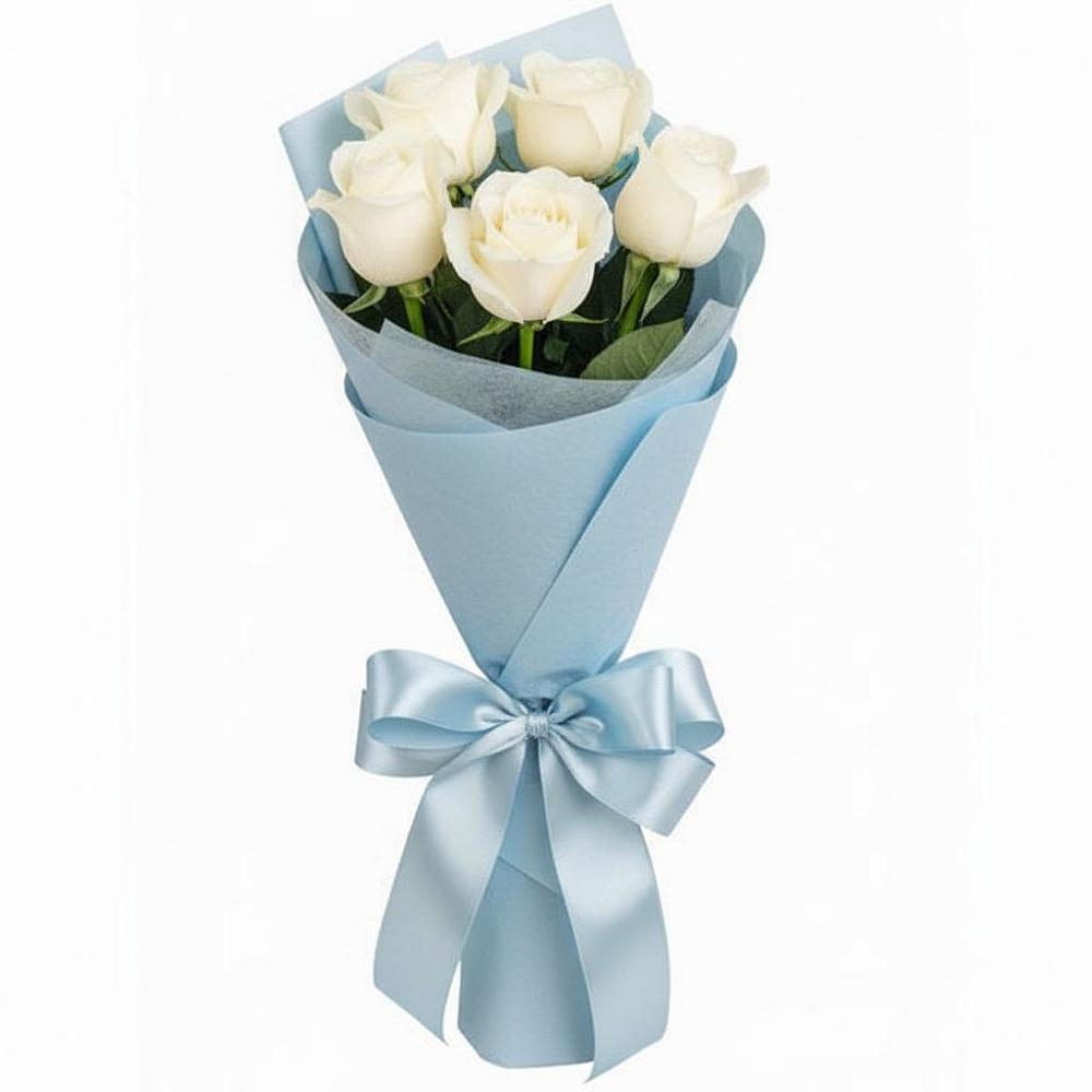 Букет 5 Белых роз Проуд в Плесецке