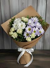 Букет цветов из:  Хризантемы и Розы в Плесецке