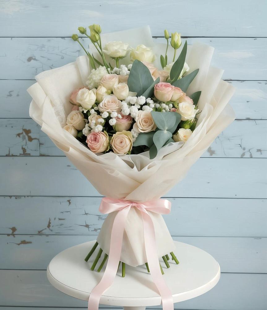 Букет цветов из: Розы и Лизиантусы в Плесецке