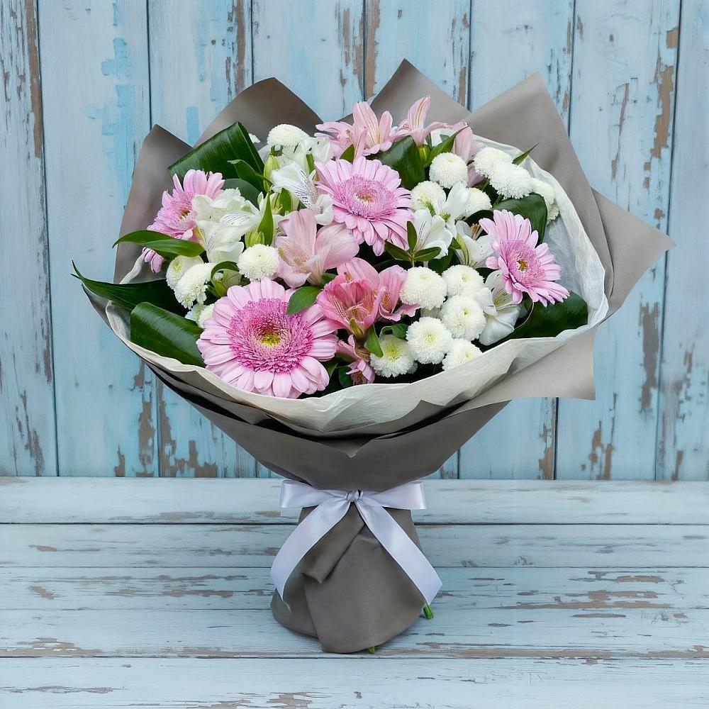 Букет цветов из: Герберы, Альстромерии и Хризантемы в Плесецке